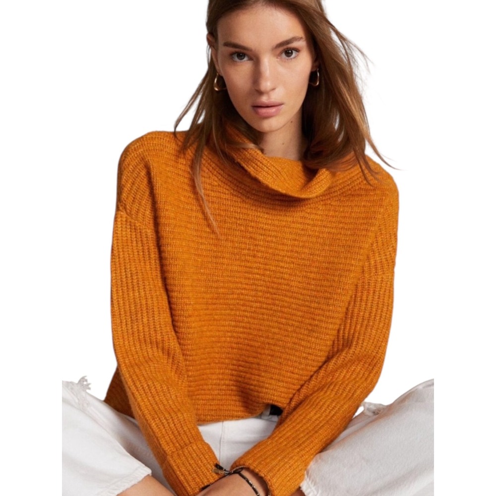 Pilcro Cowl Neck Sweater Burnt Orange Ginger‎ Knit Womens M